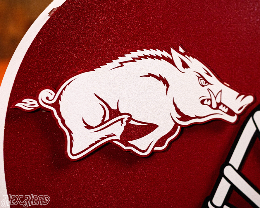 Arkansas Razorbacks BLITZ COLLECTION - 8 LAYER Helmet 3D Metal Wall Art