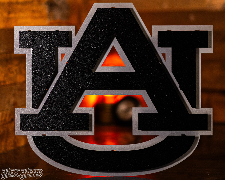 MONOCHROME -- Auburn Tigers "AU" 3D Vintage Metal Wall Art