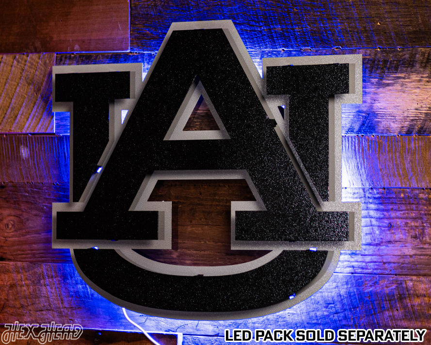MONOCHROME -- Auburn Tigers "AU" 3D Vintage Metal Wall Art