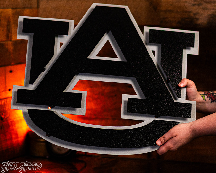 MONOCHROME -- Auburn Tigers "AU" 3D Vintage Metal Wall Art