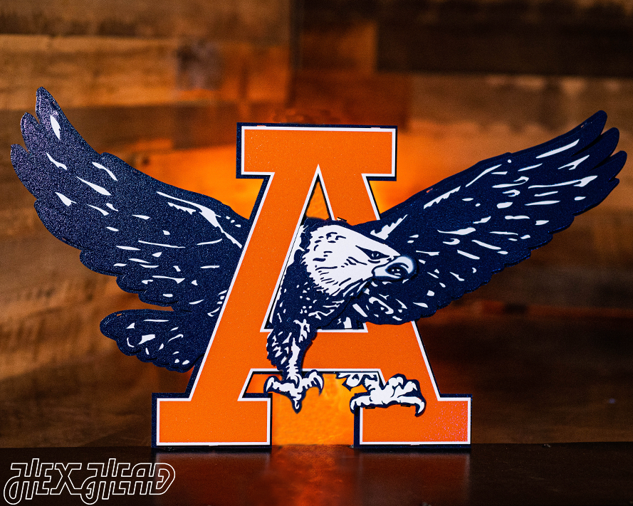 Auburn University War Eagle 3D Vintage Metal Artwork – Hex Head Art