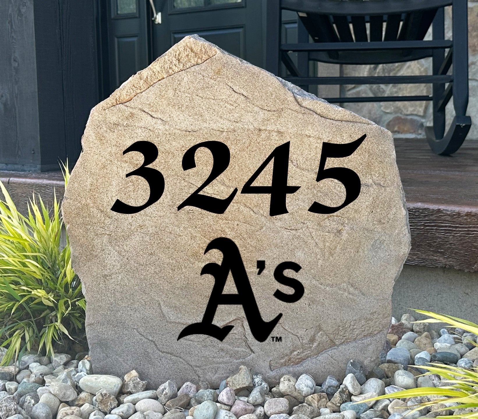 Oakland A's Design-A-Stone Landscape Art Address Stone