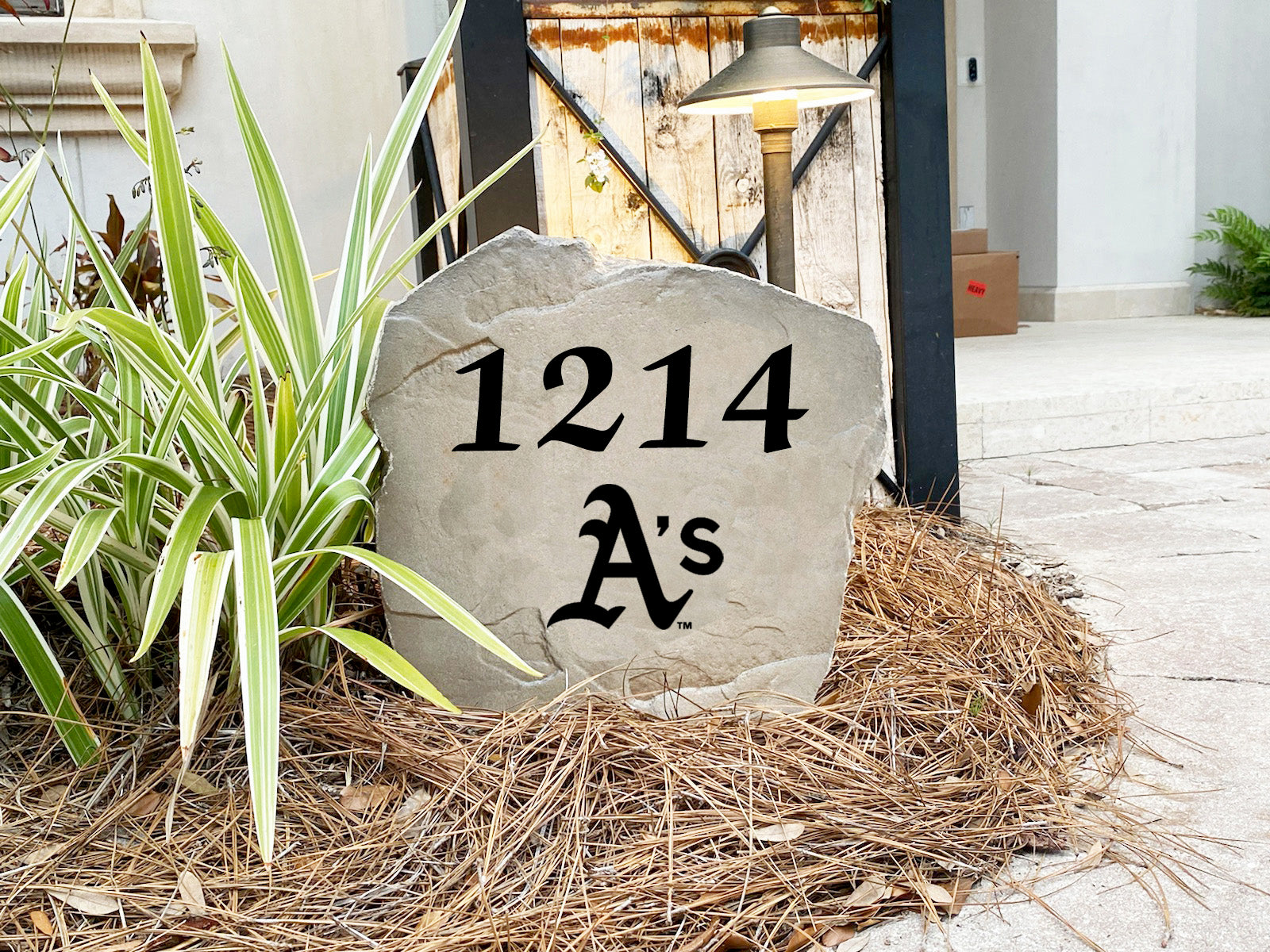 Oakland A's Design-A-Stone Landscape Art Address Stone