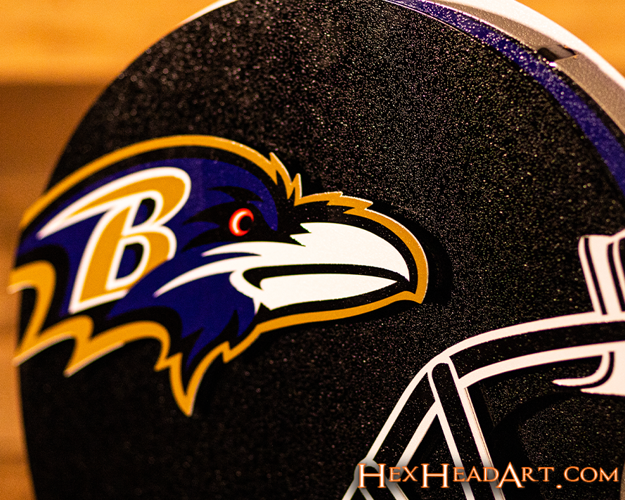 BLITZ Collection - 8 Layer Baltimore Ravens Helmet 3D Vintage Metal Wall Art