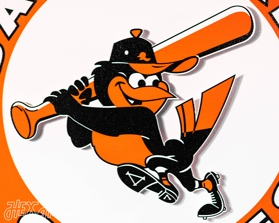 Baltimore Orioles 1970-88 Throwback 3D Vintage Metal Wall Art