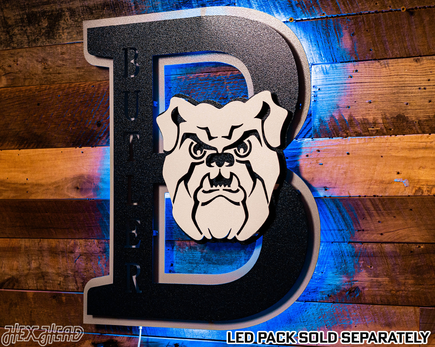 Butler HEX HEAD ORIGINAL " B with Bulldog" 3D Metal Wall Art
