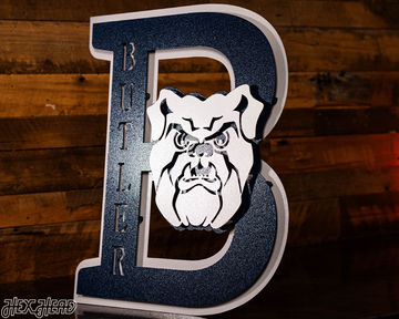 Butler HEX HEAD ORIGINAL " B with Bulldog" 3D Metal Wall Art