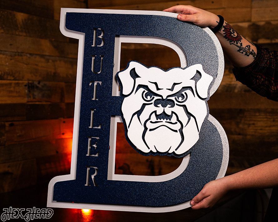 Butler HEX HEAD ORIGINAL " B with Bulldog" 3D Metal Wall Art