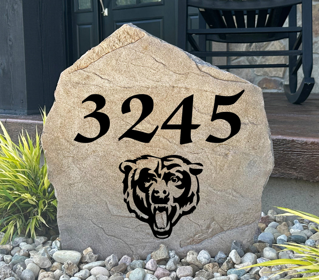 Chicago Bears Design-A-Stone Landscape Art Address Stone