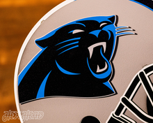 Load image into Gallery viewer, BLITZ Collection - 8 Layer Carolina Panthers Helmet 3D Vintage Metal Wall Art
