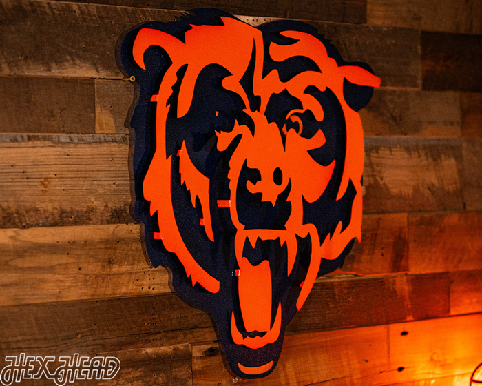 Chicago Bears "Roaring Bear" 3D Vintage Metal Wall Art Hex Head Art