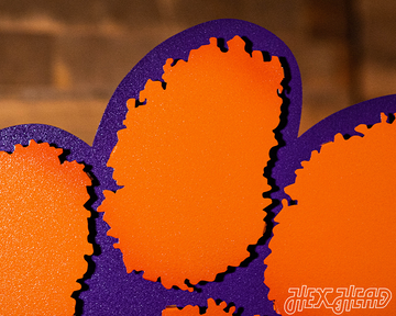 Clemson Tigers Orange on Purple Paw 3D Vintage Metal Wall Art