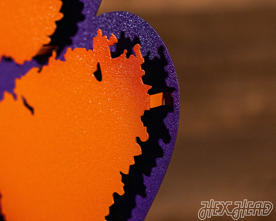 Clemson Tigers Orange on Purple Paw 3D Vintage Metal Wall Art
