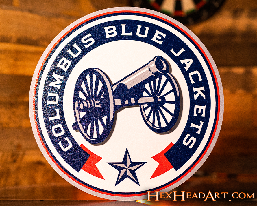Columbus Blue Jackets New Logo NHL 3D Vintage Metal Wall Art