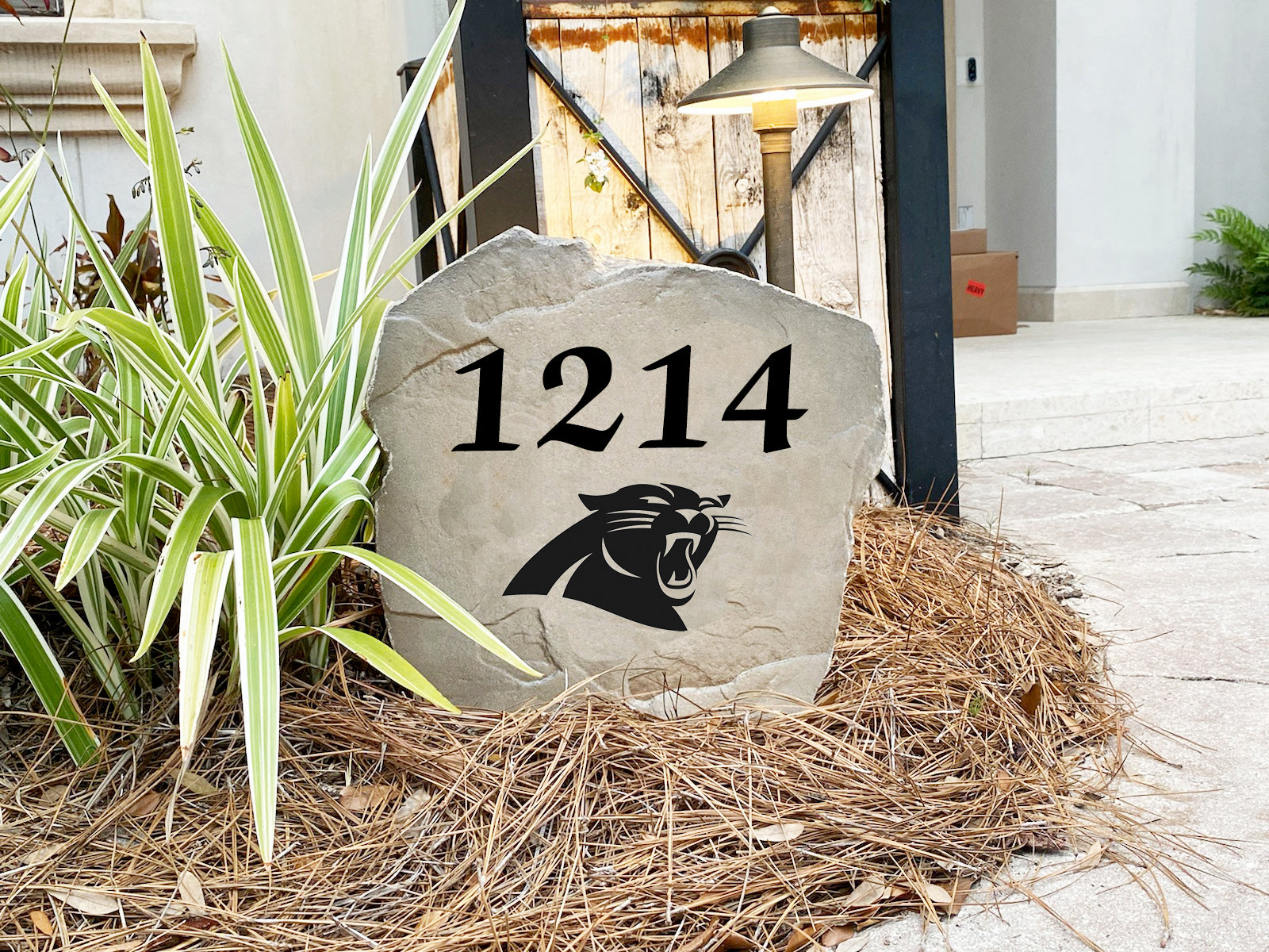 Carolina Panthers Design-A-Stone Landscape Art Address Stone