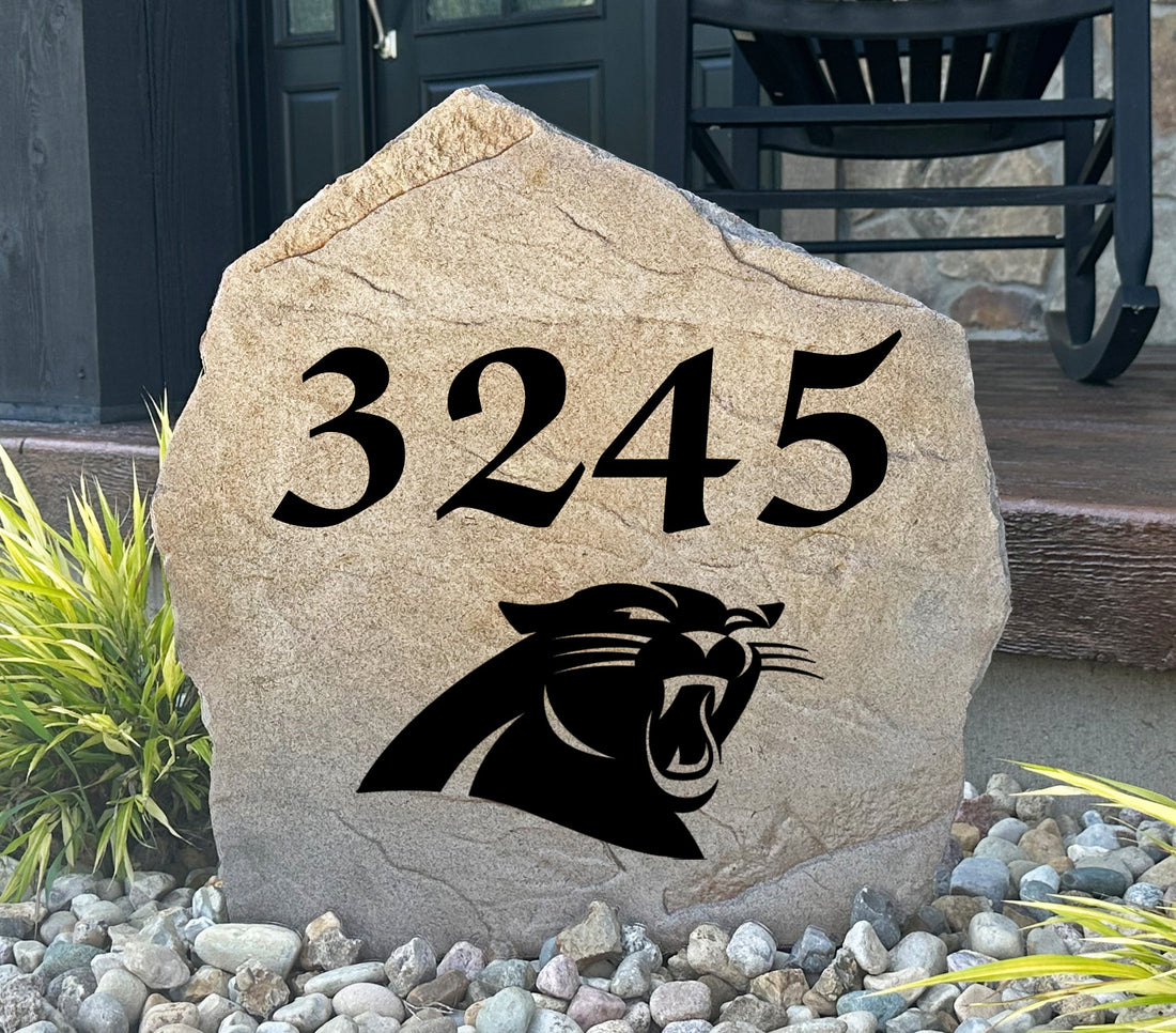 Carolina Panthers Design-A-Stone Landscape Art Address Stone