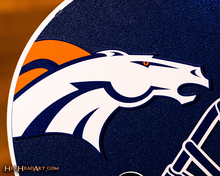 Load image into Gallery viewer, BLITZ Collection - 8 Layer Denver Broncos Helmet 3D Vintage Metal Wall Art
