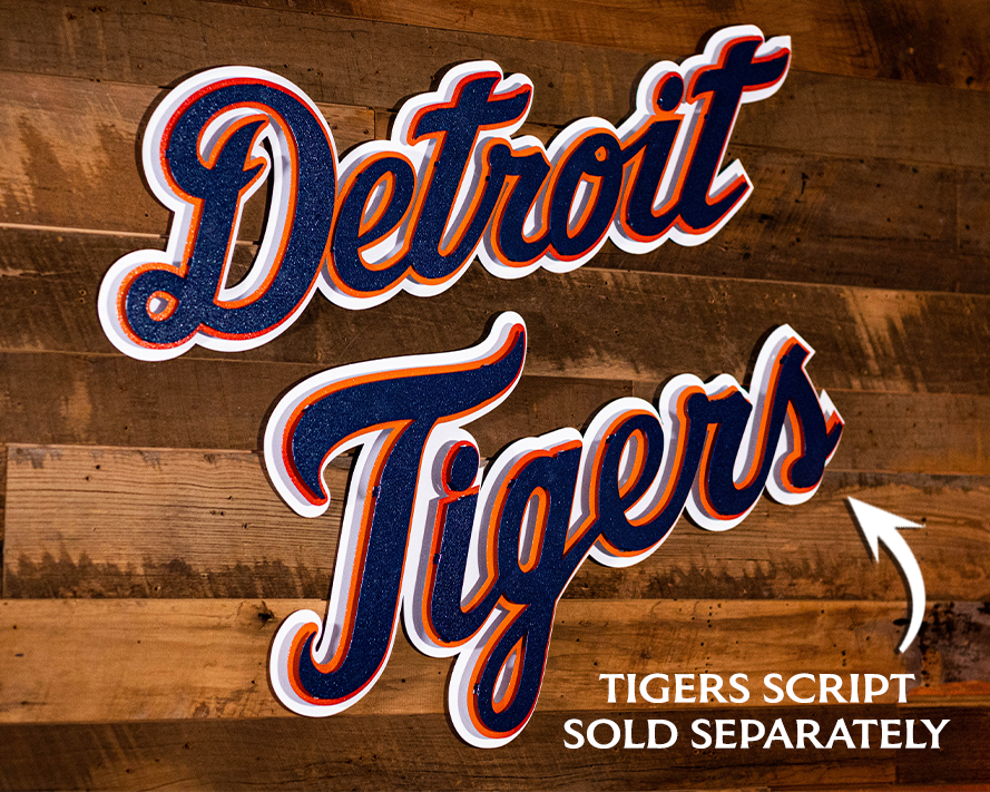 Detroit Tigers "Detroit" Word Script 3 Layer Metal Wall Art