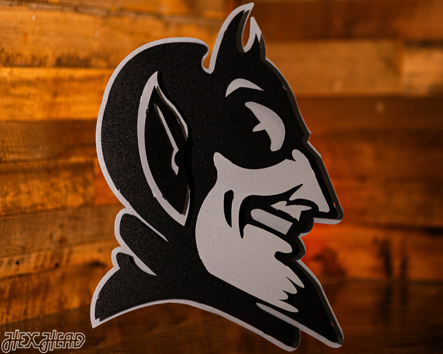 Duke Blue Devil Mascot 3D Vintage Metal Wall Art – Hex Head Art