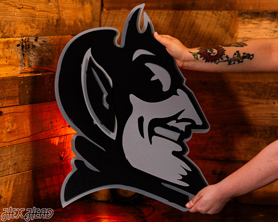 MONOCHROME - Duke Blue Devil Mascot 3D Vintage Metal Wall Art