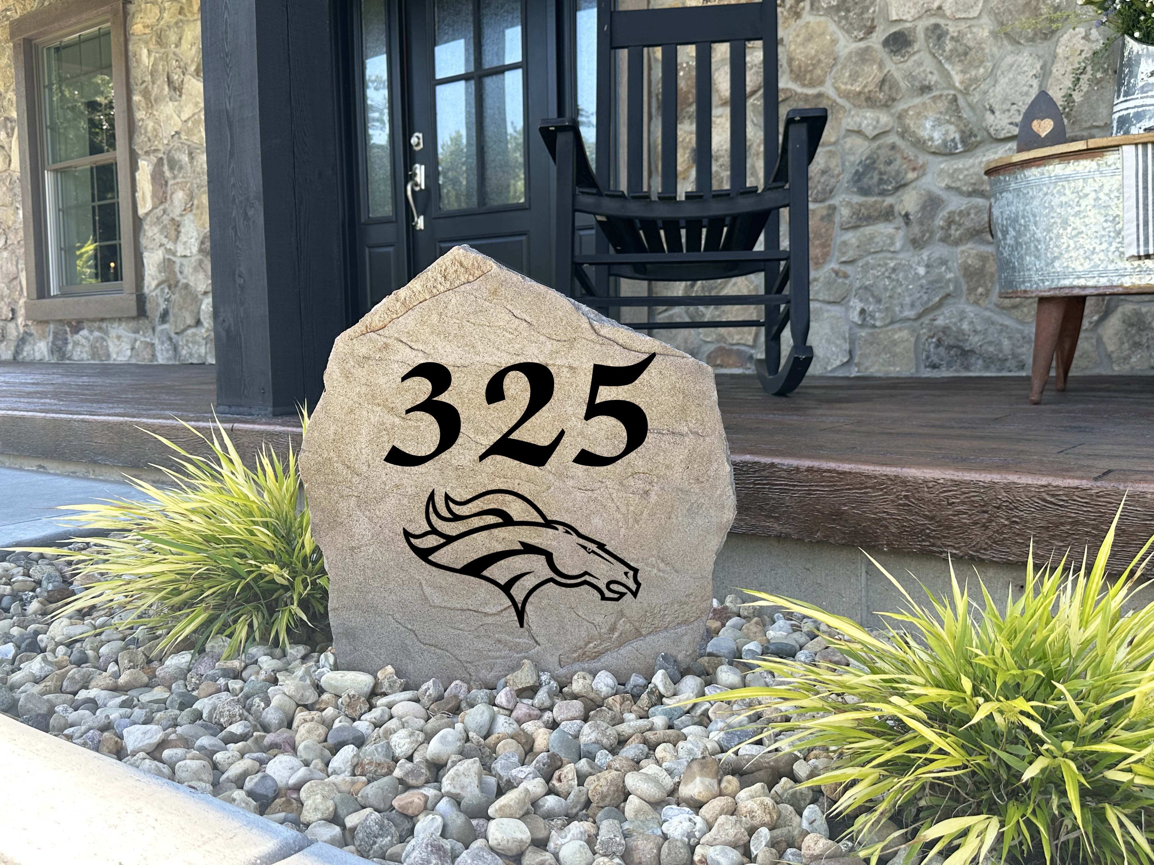 Denver Broncos Design-A-Stone Landscape Art Address Stone