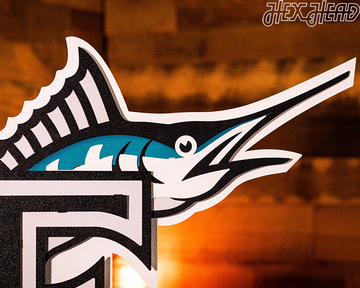 Miami Marlins Cooperstown "1995 F" Logo 3D Vintage Metal Wall Art