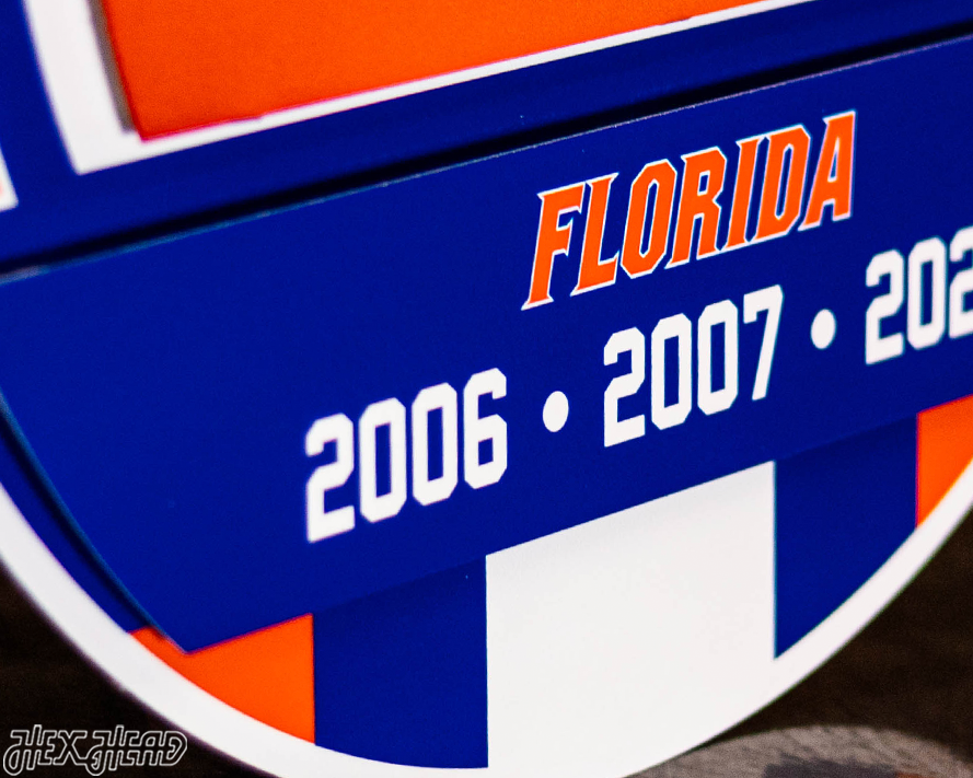 Florida Gators DYNASTY- Men's Basketball Championships w/ Replaceable Icon Plate  3D Vintage Metal Wall Art