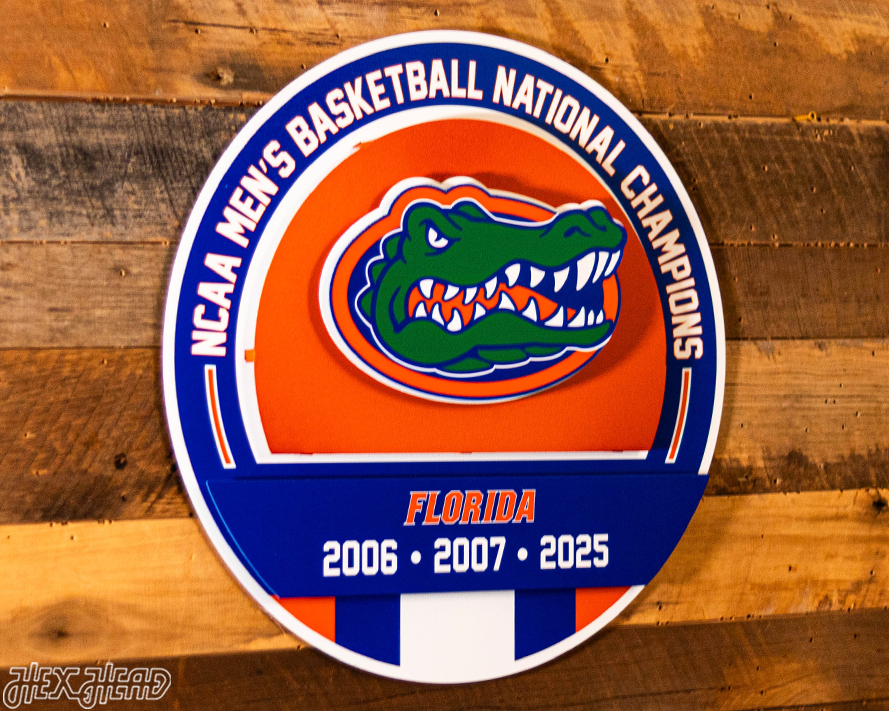 Florida Gators DYNASTY- Men's Basketball Championships w/ Replaceable Icon Plate  3D Vintage Metal Wall Art