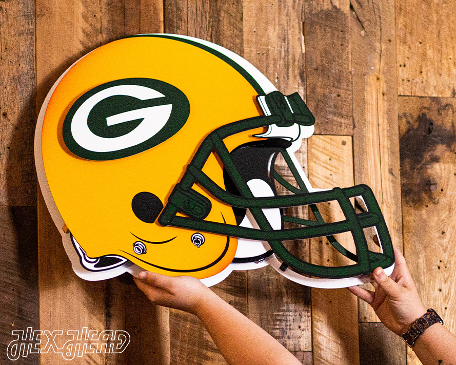 Green Bay Packers BLITZ Collection - 8 Layer Helmet 3D Vintage Metal Wall Art