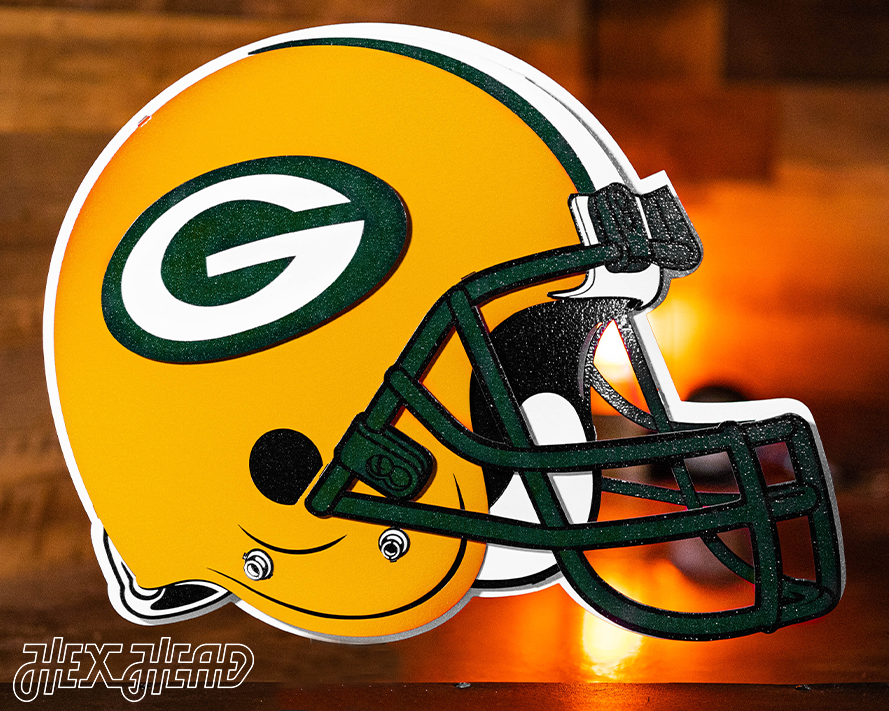 BLITZ Collection - 8 Layer Green Bay Packers Helmet 3D Vintage Metal Wall Art
