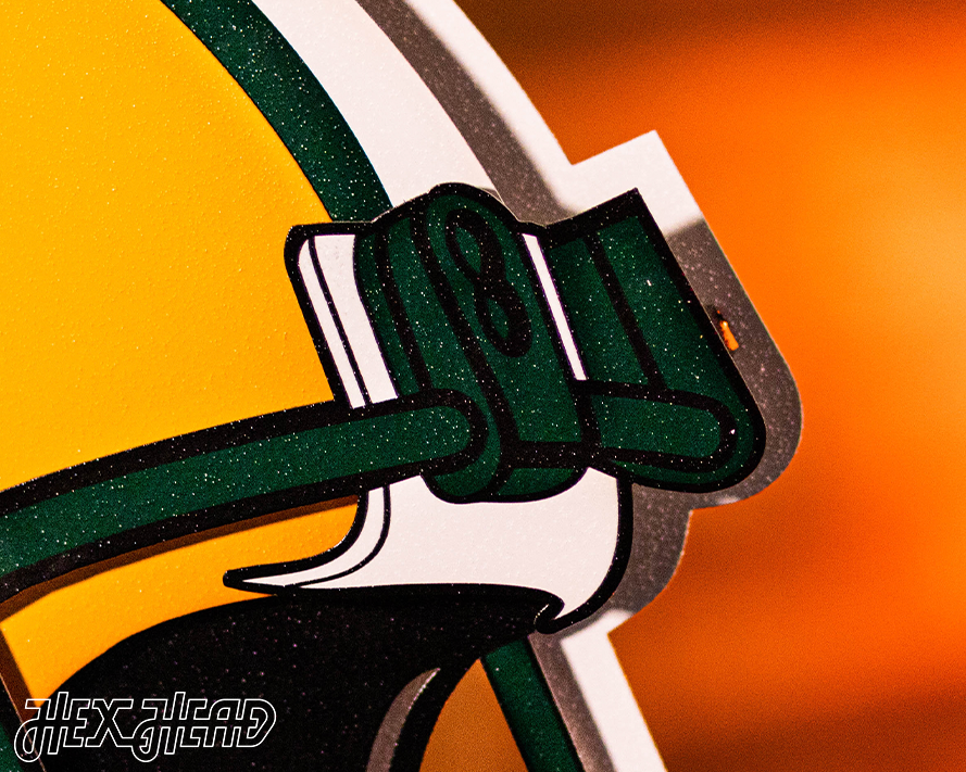 Green Bay Packers BLITZ Collection - 8 Layer Helmet 3D Vintage Metal Wall Art