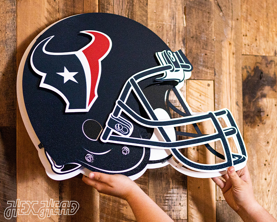 BLITZ Collection - 8 Layer Houston Texans Helmet 3D Vintage Metal Wall Art