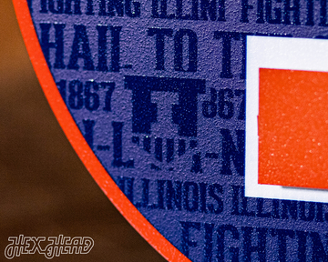 Illinois Fighting Illini Block "I" in ORANGE CRAFT SERIES 3D Vintage Metal Wall Art