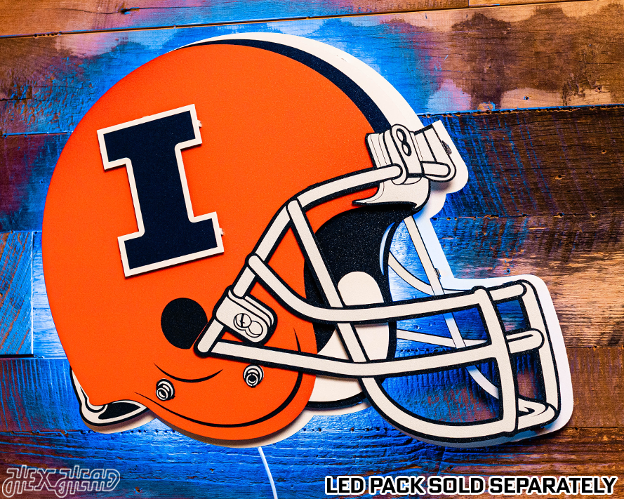 Illinois Fighting Illini BLITZ COLLECTION - 8 LAYER Helmet 3D Metal Wall Art