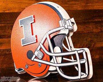 Illinois Fighting Illini BLITZ COLLECTION - 8 LAYER Helmet 3D Metal Wall Art