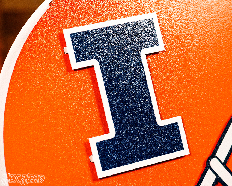 Illinois Fighting Illini BLITZ COLLECTION - 8 LAYER Helmet 3D Metal Wall Art