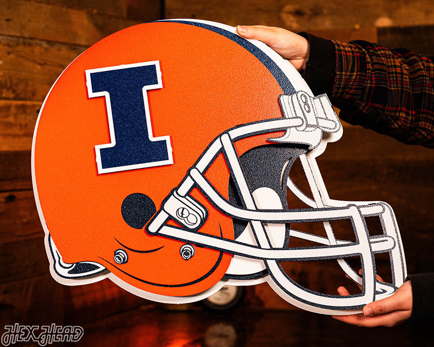 Illinois Fighting Illini BLITZ COLLECTION - 8 LAYER Helmet 3D Metal Wall Art
