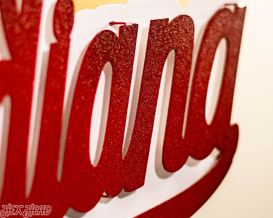 Indiana Hoosiers Classic Script 3D Vintage Metal Wall Art