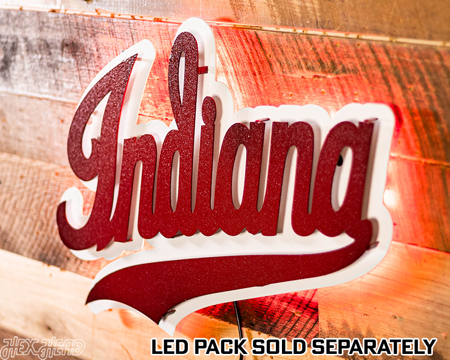 Indiana Hoosiers Classic Script 3D Vintage Metal Wall Art