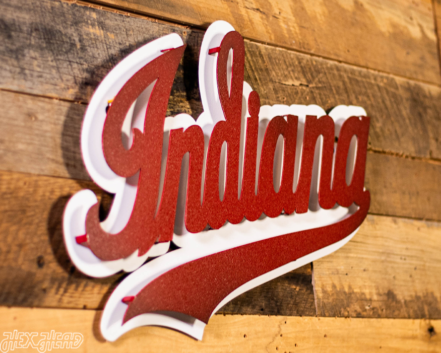 Indiana Hoosiers Classic Script 3D Vintage Metal Wall Art