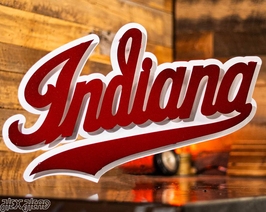 Indiana Hoosiers Classic Script 3D Vintage Metal Wall Art