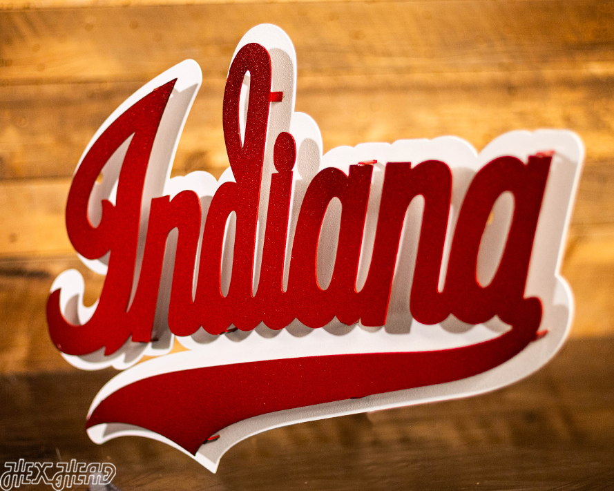 Indiana Hoosiers Classic Script 3D Vintage Metal Wall Art