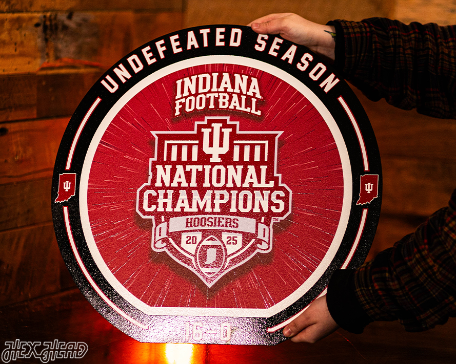 Varsity Collection - Indiana Hoosiers "UNDEFEATED" 2025 National Champions Single Layer Metal Wall Art