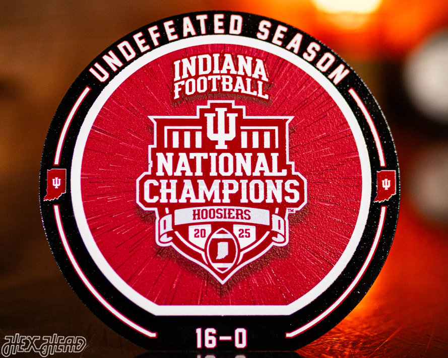 Indiana Hoosiers Official 2025 National Champions "Double Play" On the Shelf or on the Wall Art