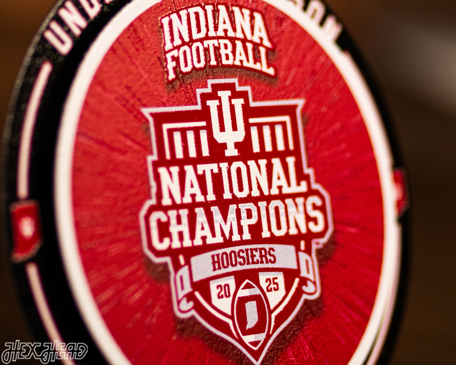 Indiana Hoosiers Official 2025 National Champions "Double Play" On the Shelf or on the Wall Art