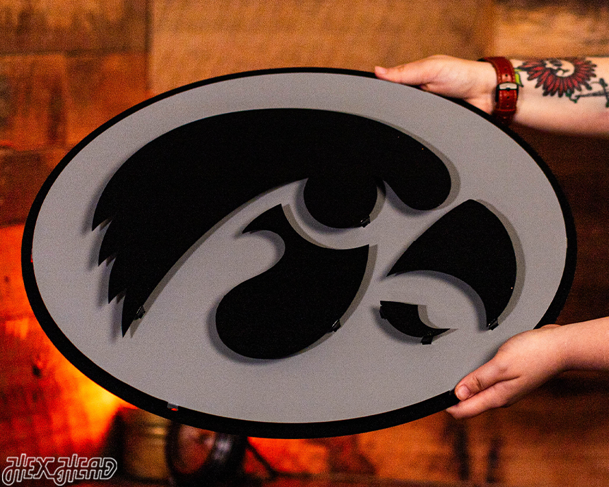MONOCHROME - Iowa Hawkeyes Tigerhawk 3D Metal Wall Art