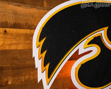 Load image into Gallery viewer, Iowa Hawkeyes Mascot with &quot;HAWKEYES&quot;  3D Metal Wall Art
