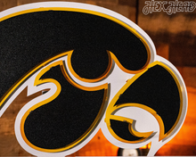 Load image into Gallery viewer, Iowa Hawkeyes Mascot with &quot;HAWKEYES&quot;  3D Metal Wall Art

