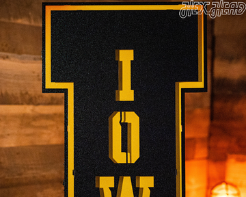 Iowa Hawkeyes Block "I" 3D Vintage Metal Art