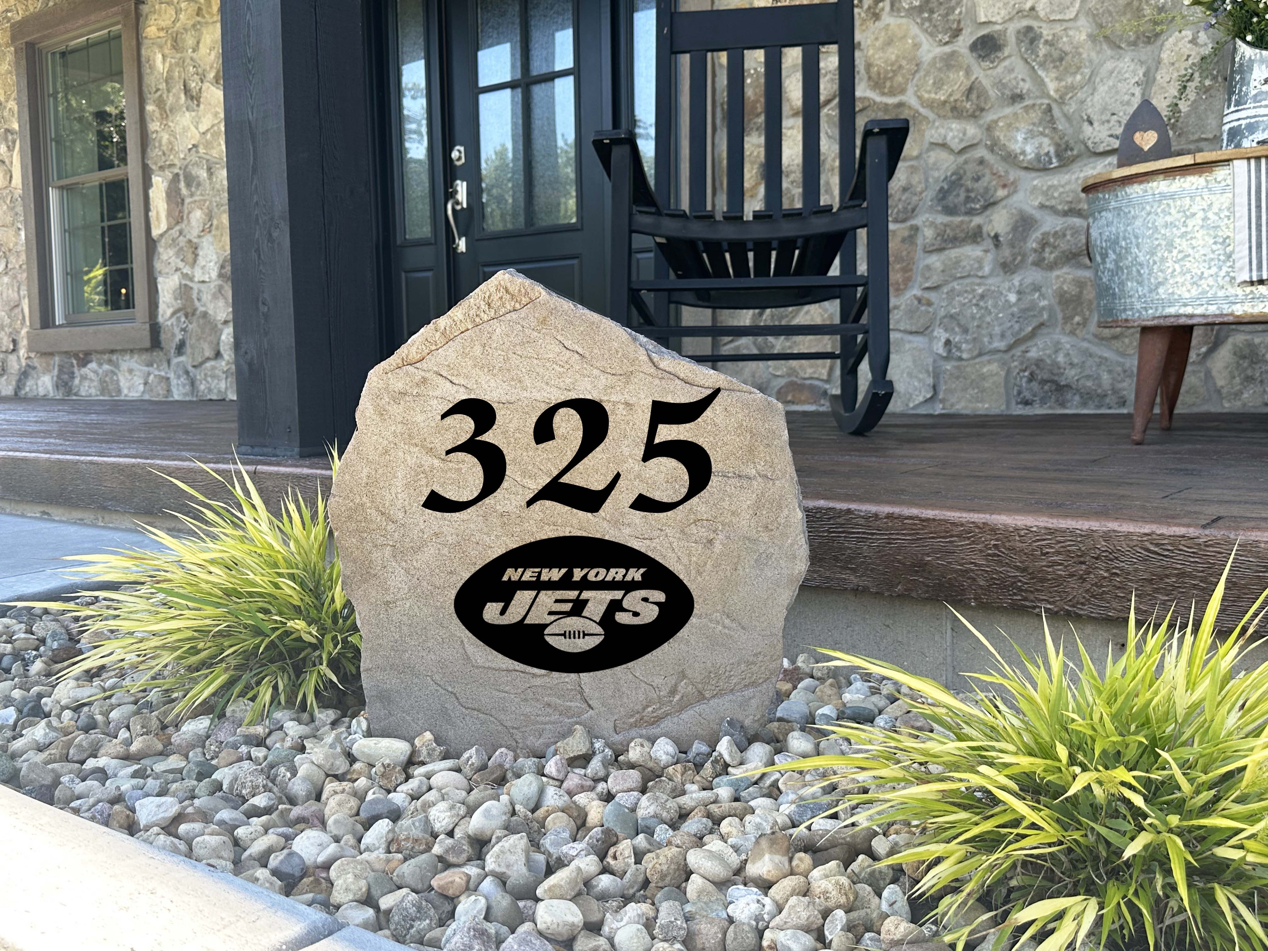 New York Jets Design-A-Stone Landscape Art Address Stone